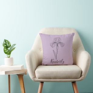 Coussin Nom personnalisé Février iris Fleur de naissance