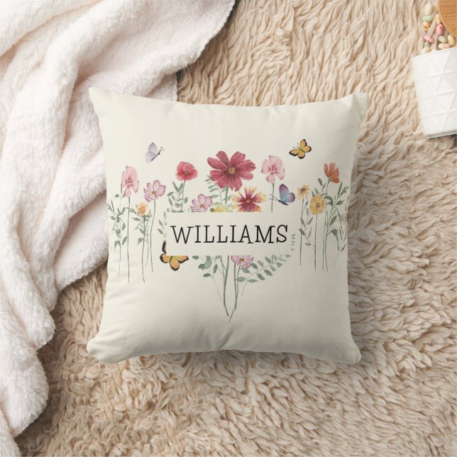 Coussin Nom personnalisé Floral (Couverture)