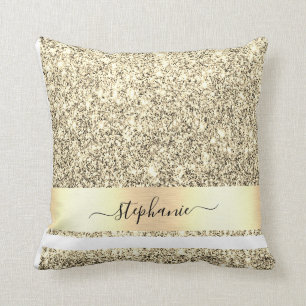 Coussin Nom personnalisé Gold Parties scintillant métall