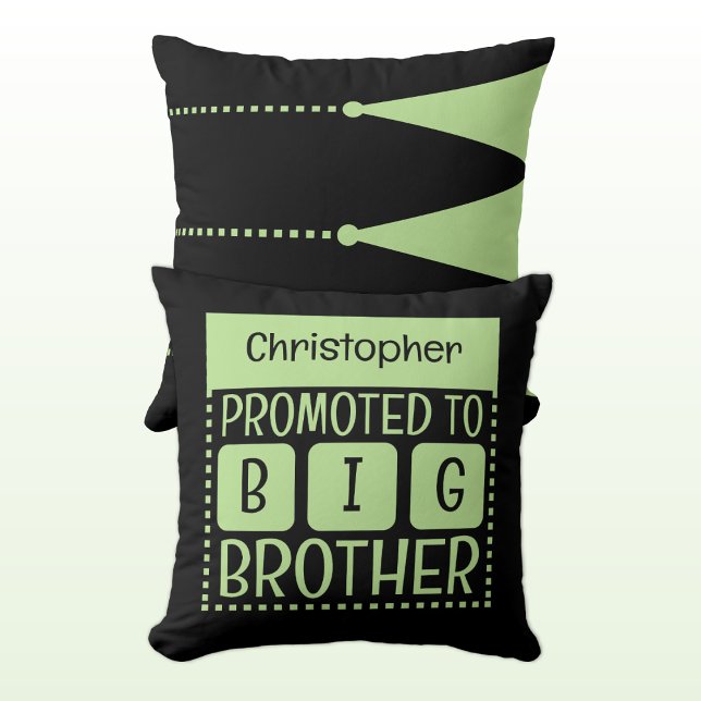 Coussin Nom personnalisé grand frère vert (Créateur téléchargé)