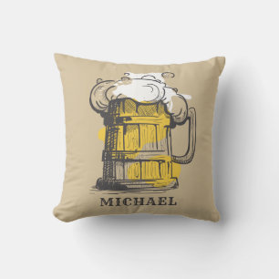 Coussin Nom personnalisé Illustration de bière