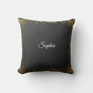 Coussin Nom personnalisé Jeu d'oreiller - Elégant Black & 