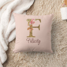 Nom Personnalisé Lettre F Gold Foil Blush Roses Ro