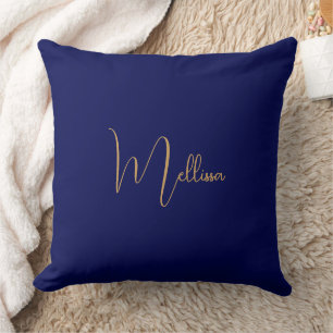 Coussin Nom personnalisé minimaliste bleu