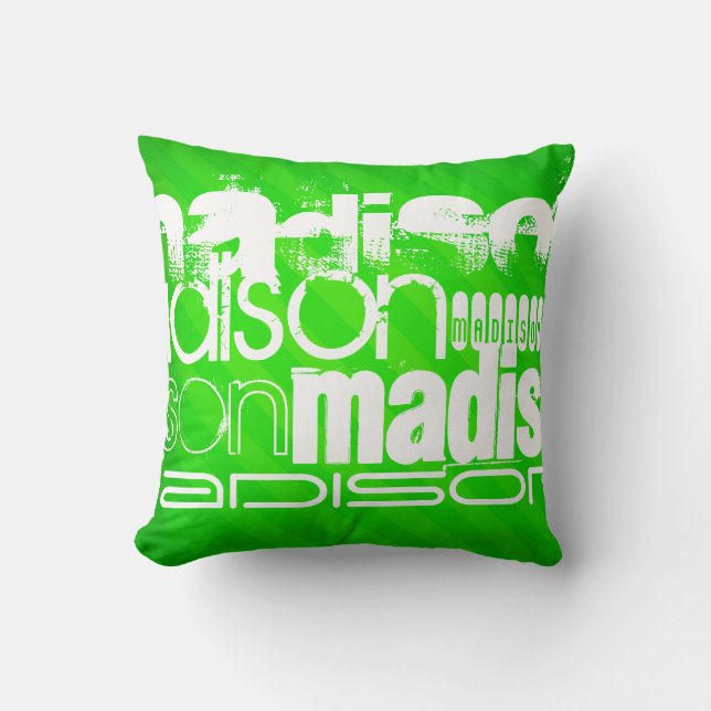Coussin Nom personnalisé Motif sur les bandes vertes de Ne (Recto)