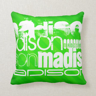 Coussin Nom personnalisé Motif sur les bandes vertes de Ne