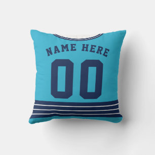Coussin Nom personnalisé Numéro Hockey sur glace Jersey bl