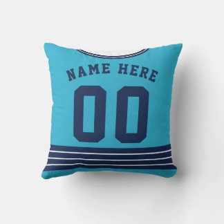 Coussin Nom personnalisé Numéro Hockey sur glace Jersey bl
