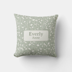 Coussin Nom personnalisé Nursery Decor Farmhouse Floral