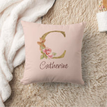 Nom personnalisé Or Foil Blush Roses Roses Lettre 