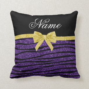 Coussin Nom personnalisé parties scintillant violette zè
