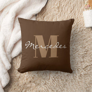 Coussin Nom personnalisé personnalisé Brown simple