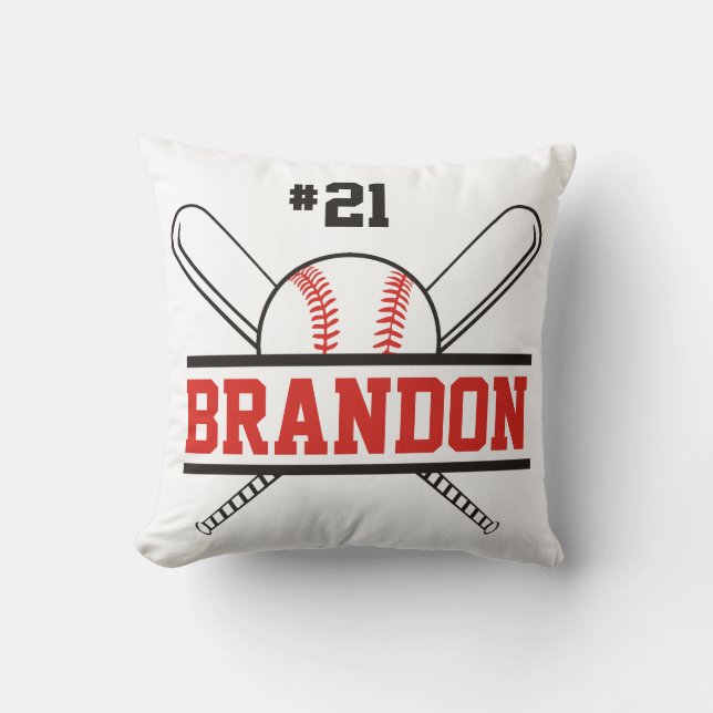 Coussin Nom personnalisé Pilote de base-ball Bats (Recto)