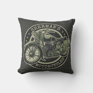 Coussin NOM personnalisé Retro Military Motorcycle Biker
