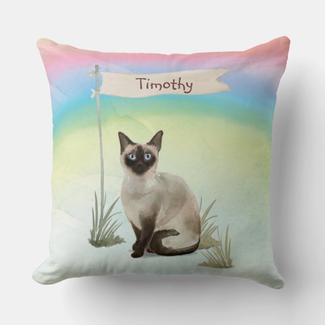 Coussin Nom personnalisé Siamese Chat Pet (Recto)