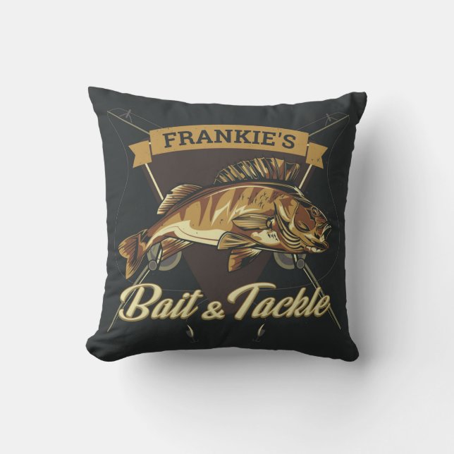 Coussin Nom personnalisé Trophée Pêche Pêcheur Pêcheur Bai (Recto)