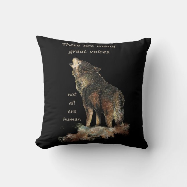 Coussin Nombreuses voix géniales Citation de loup inspiran (Recto)
