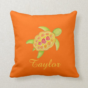 Coussin nommé de coussin d'art de tortue de filles