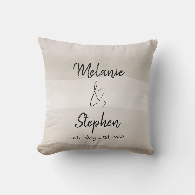 Coussin Noms de couple élégants Typographie neutre (Recto)