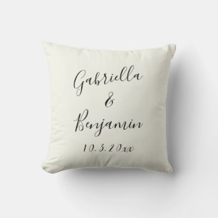 Coussin Noms de couple lettrage à la main stylé Mariage pe
