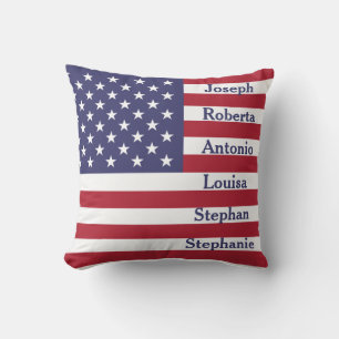 Coussin Noms de famille personnalisés Drapeau américain Pa