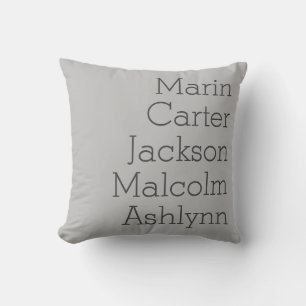 Coussin Noms de la famille personnalisée des cinq enfants