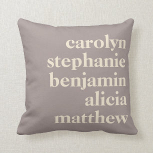 Coussin Noms de petits-enfants personnalisés dans Taupe Br