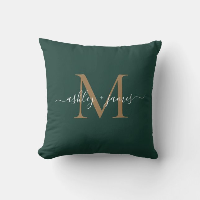 Coussin Noms de script de monogramme doré élégant Mariage  (Recto)