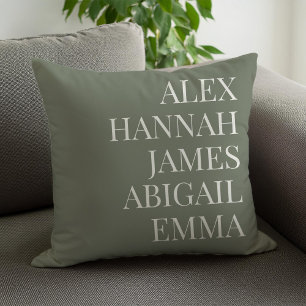 Coussin Noms d'enfants élégants modernes Famille personnal