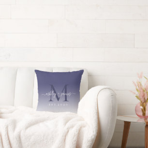 Coussin Noms des jeunes mariés Année de mariage Bleu