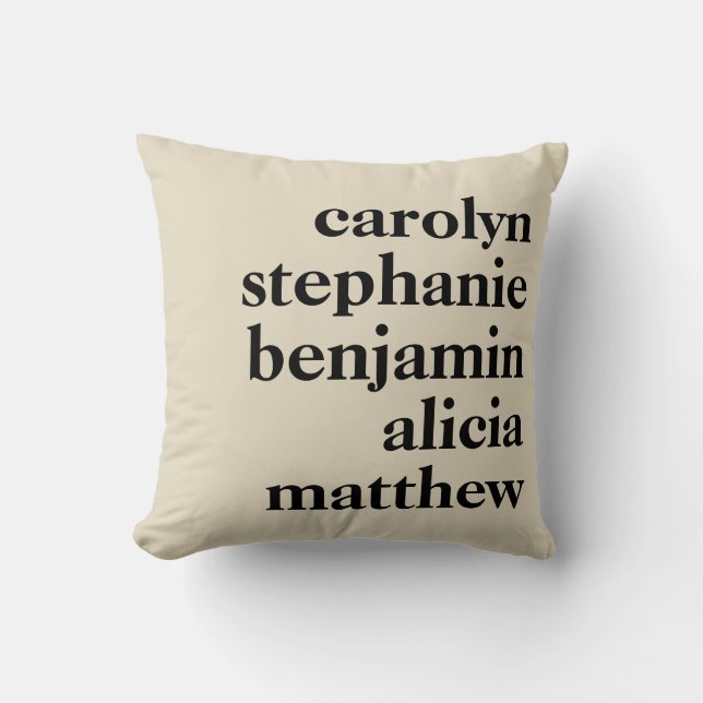 Coussin Noms des petits-enfants personnalisés | Crème et n (Recto)