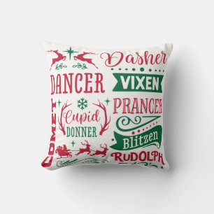 Coussin Noms des rennes Décor de Noël