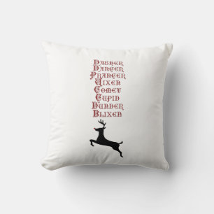 Coussin Noms des rennes Rudolph, Comet, Blixen Reindeer