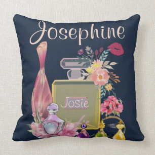 Coussin Noms personnalisés Bouteilles de parfums motif in