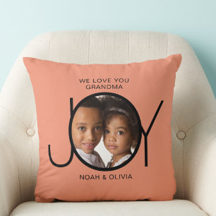 Coussin Noms personnalisés des petits-enfants Photo Grand-
