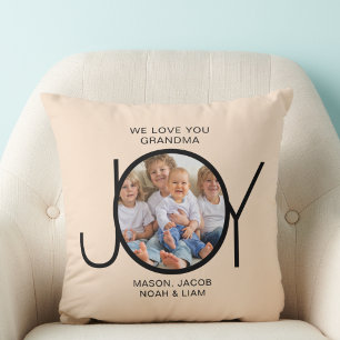 Coussin Noms personnalisés des petits-enfants Photo Grand-