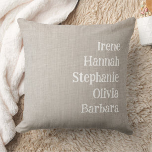 Coussin Noms personnalisés Famille Amis Foyer simple