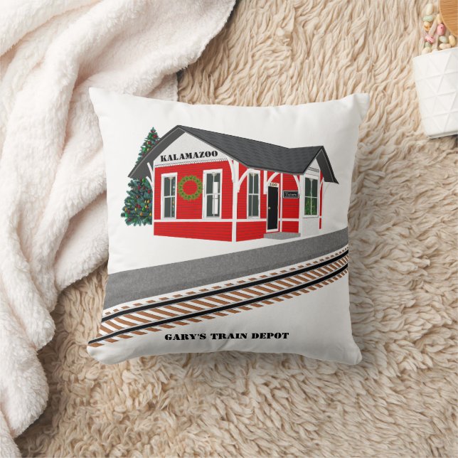 Coussin Nom's Train Depot Ville Noël Carré Coton (Couverture)