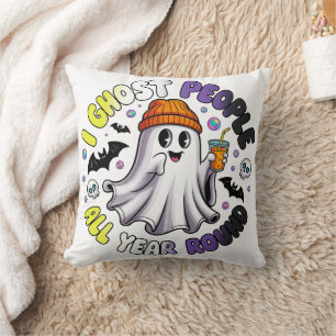 Coussin Nonbinaire Halloween drôle – Je hante les gens