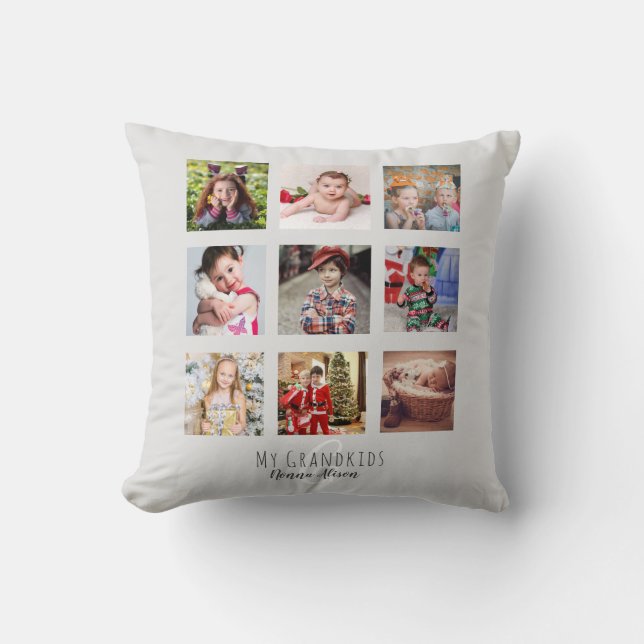 Coussin NONNA 8 x Collage photo Petits-enfants arbre généa (Recto)