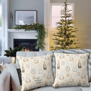 Coussin Nordic Christmas Gnomes Nom personnalisé
