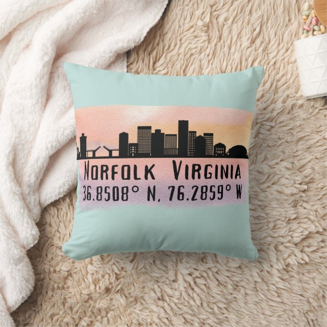Coussin Norfolk VA City Skyline (Couverture)