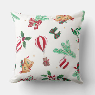 Coussin Nostalgique Nounours de Noël Bauble White
