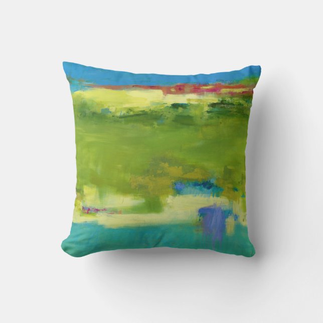 Coussin Notes de champ - Art vert Abstrait (Recto)