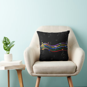 Coussin Notes de musique couleur arc-en-ciel