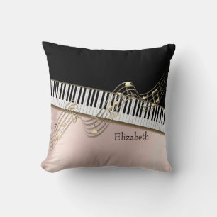 Coussin Notes de musique d'or moderne, Touches de piano Ro