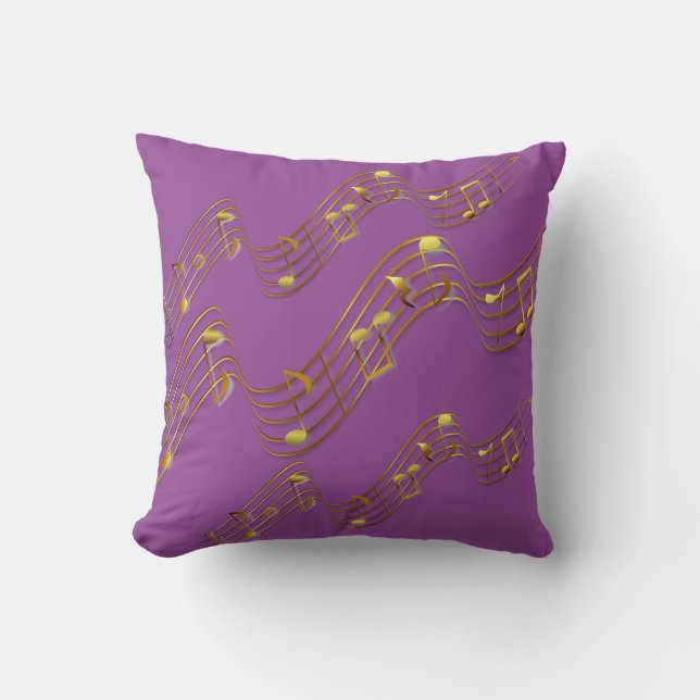 Coussin Notes de musique Gold Swirl Purple 2 Thaillow (Recto)