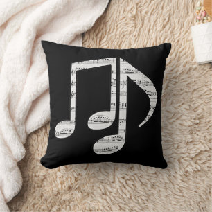 Coussin Notes de musique noir et blanc