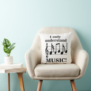 Coussin Notes de musique noir et blanc Musicien
