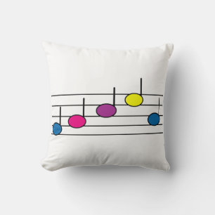 Coussin Notes de musique sur une portée musicale Coloré